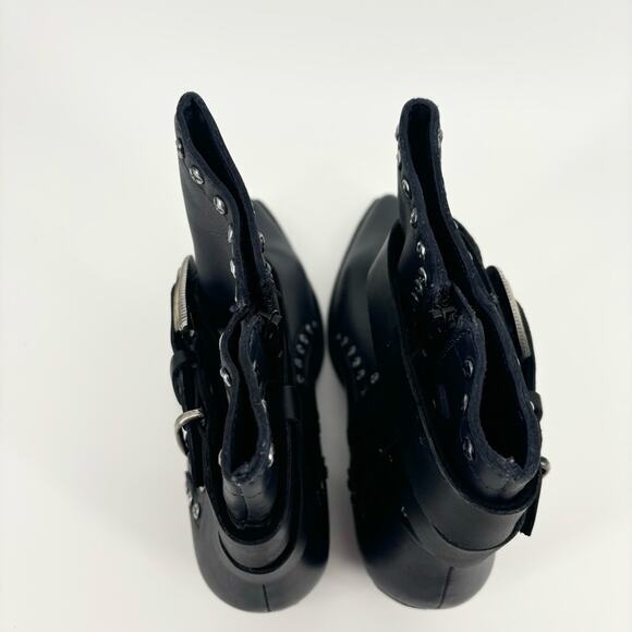 Free People Billy Western Boots Size 8.5 Buckle Studs Pointed Toe Black - Picture 8 of 13